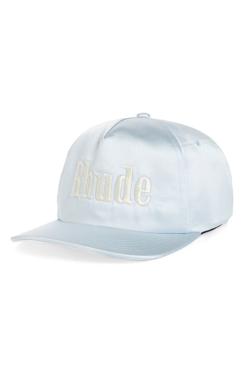 Rhude Embroidered Logo Satin Baseball Hat, Main, color, 