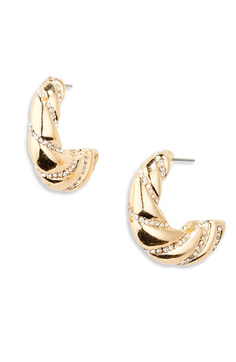 Pavé Twisted Hoop Earrings