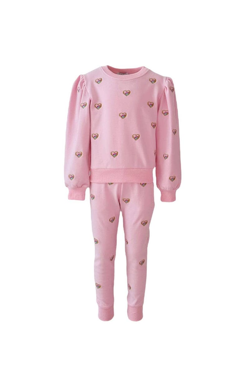 Lola + The Boys Embroidered Heart All Over Set, Main, color, Pink