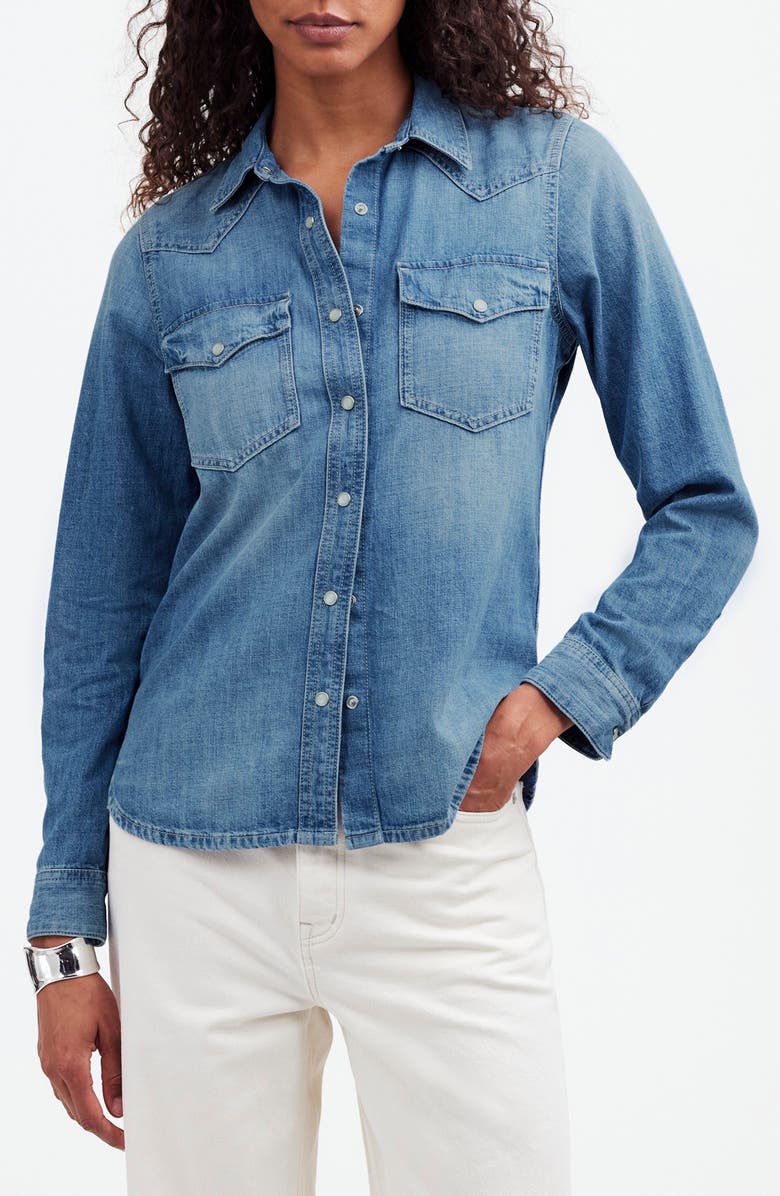 Madewell Denim Western Shirt, Main, color, 