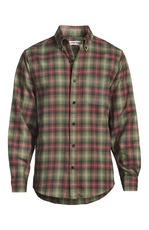 Lands' End Traditional Fit Flagship Flannel Shirt In Green