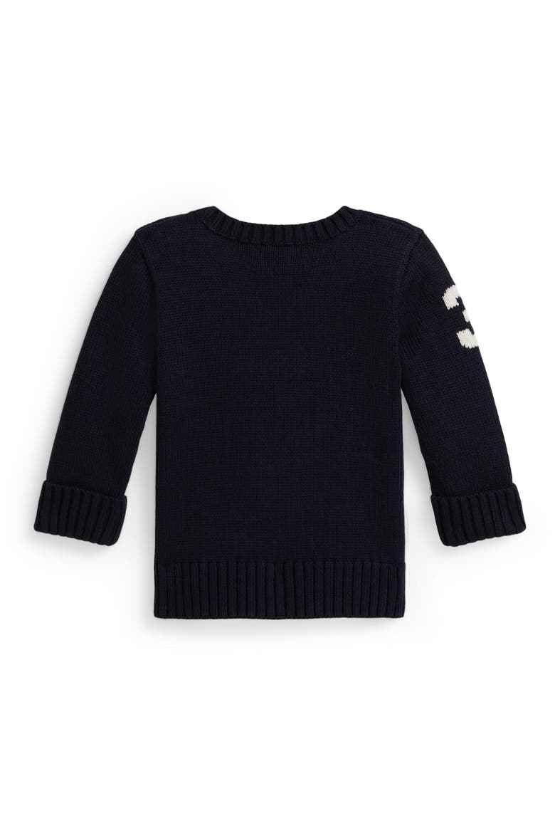 Polo Bear Cotton Crewneck Sweater, Alternate, color, NAVY