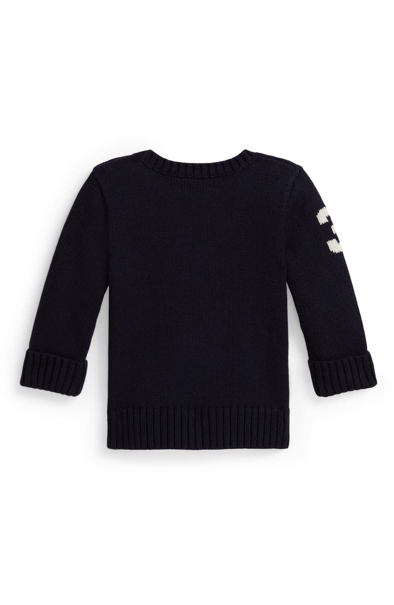 Ralph Lauren Polo Bear Cotton Crewneck Sweater, Alternate, color, Navy