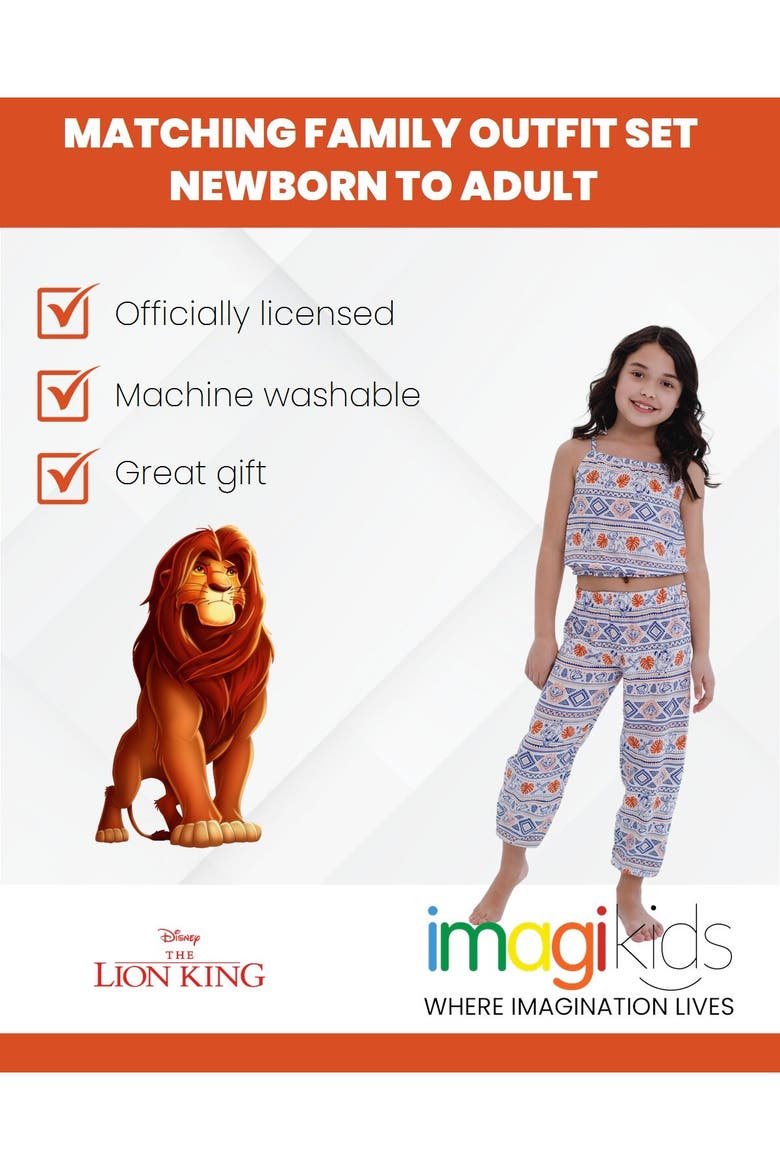 Lion King Sleeveless Dress Romper and Pants Set, Alternate, color, Simba Zazu Navy