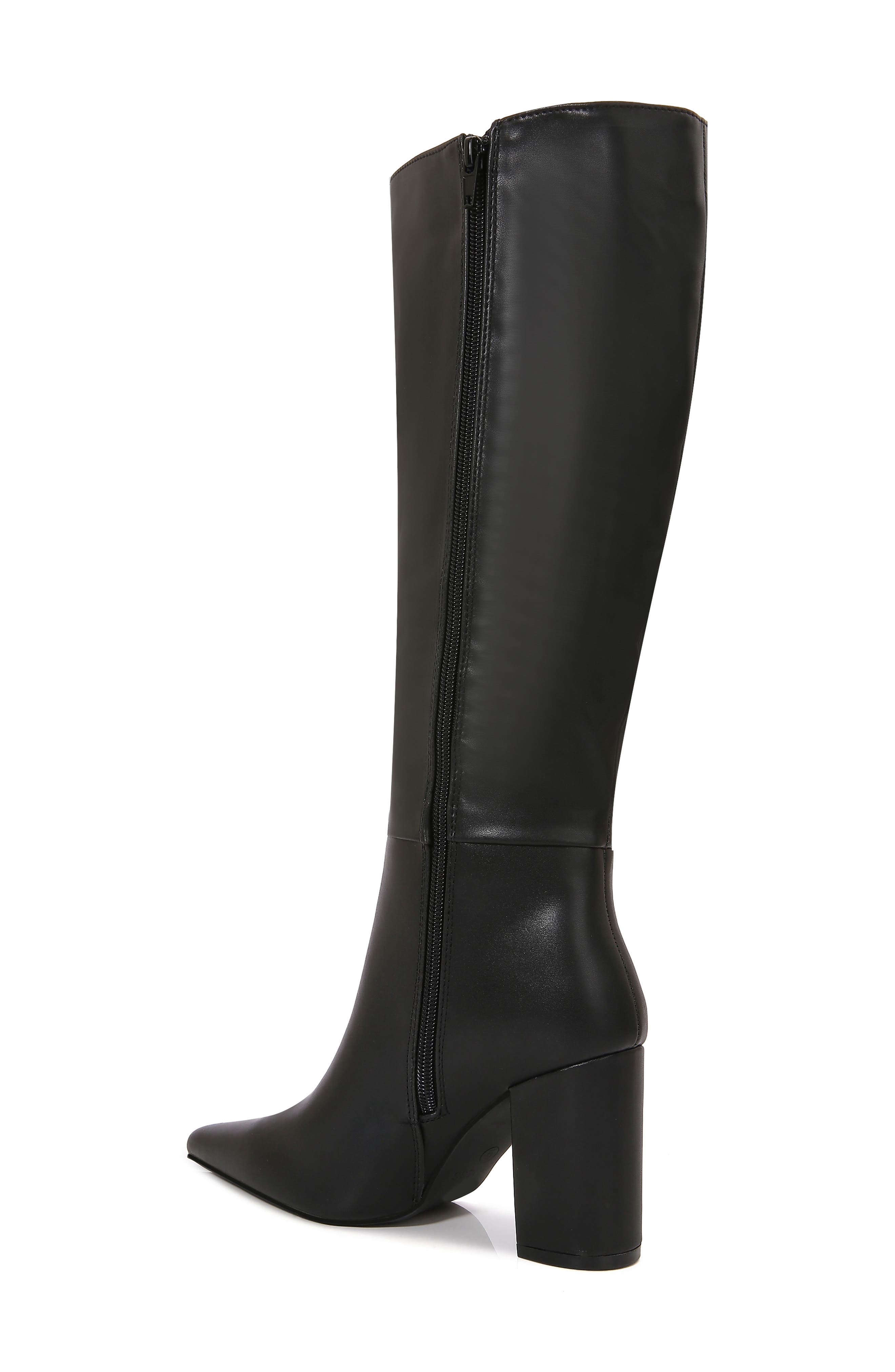 Breanna Block Heel Faux Leather Knee High Boot, Alternate, color, BLACK