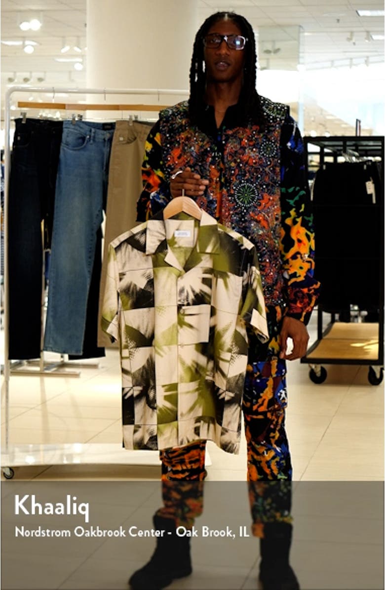 Canty Disco Print Short Sleeve Camp Shirt, sales video thumbnail