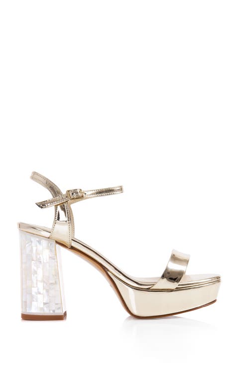 Gigi Champagne Pearl Heel Sandal