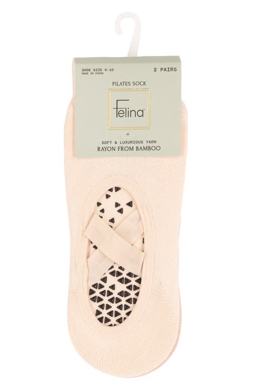 Felina 2-pack Pilates Socks In Shell/pink