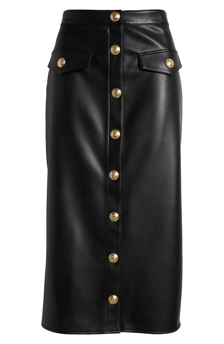 L'AGENCE Milann Faux Leather Midi Skirt, Alternate, color, Black