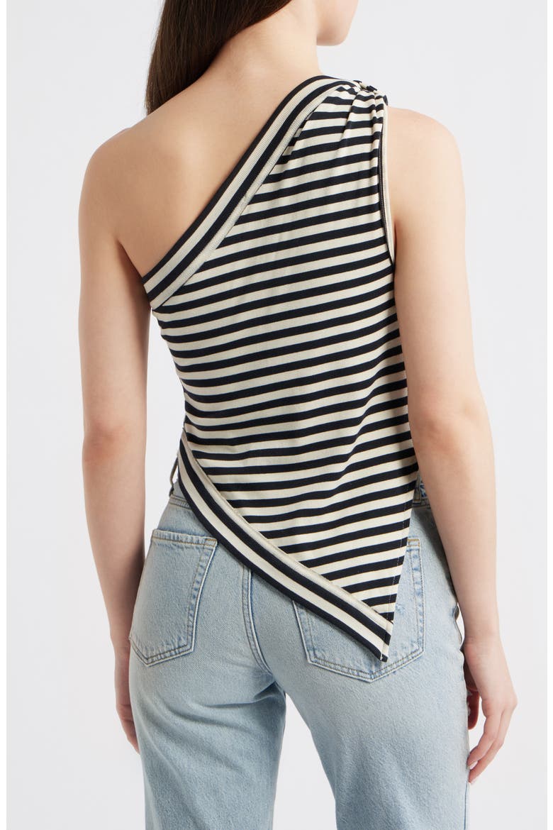 Knot My Vibe One-Shoulder Asymmetric Top, Alternate, color, BLACK COMBO