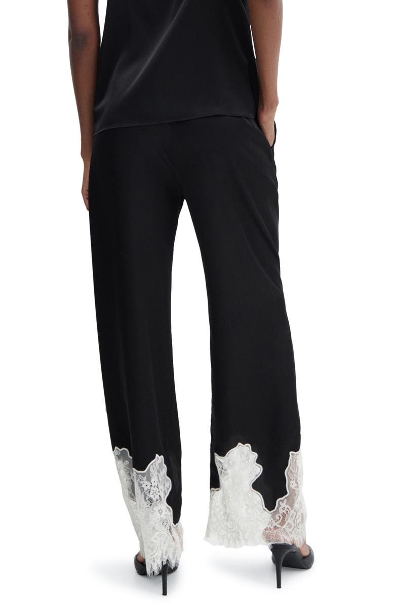 MANGO Lace Hem High Waist Pants, Alternate, color,