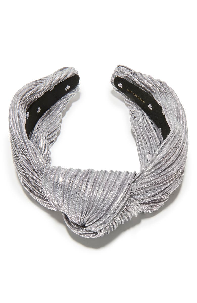 Lele Sadoughi Pleated Knotted Headband, Alternate, color, Antique Silver