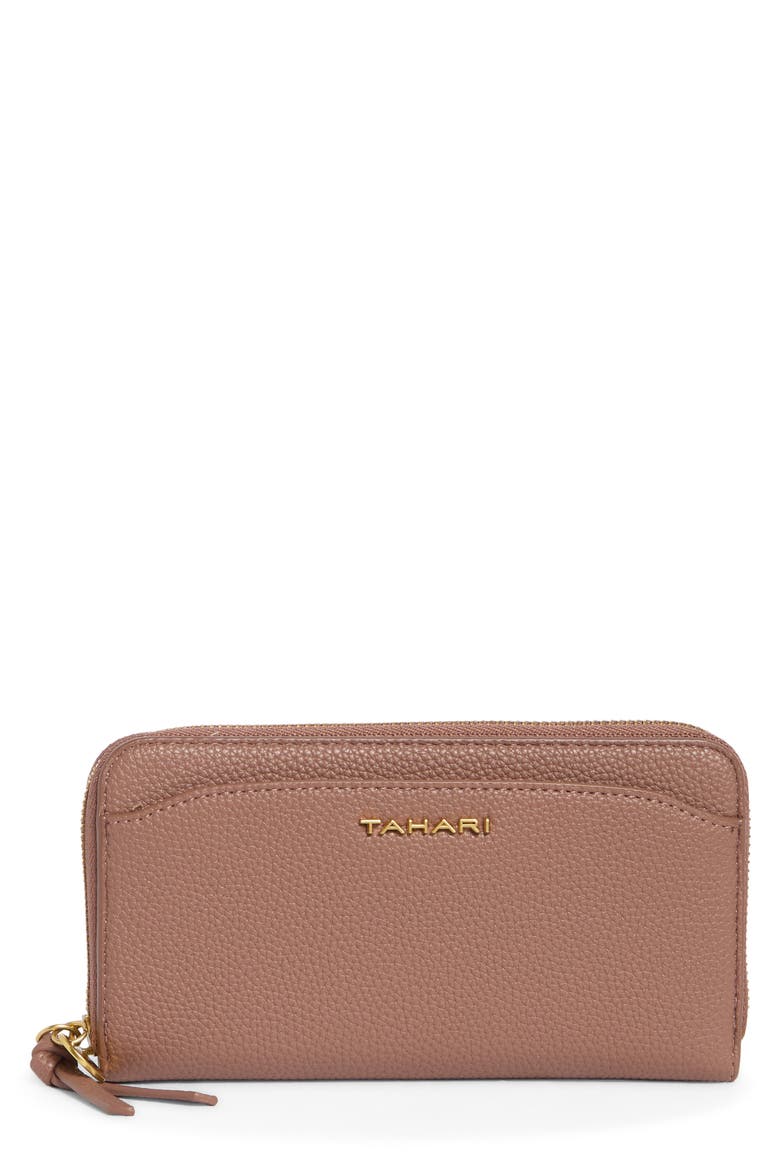 Barclay Faux Leather Zip Around Continental Wallet, Main, color, COFFEE