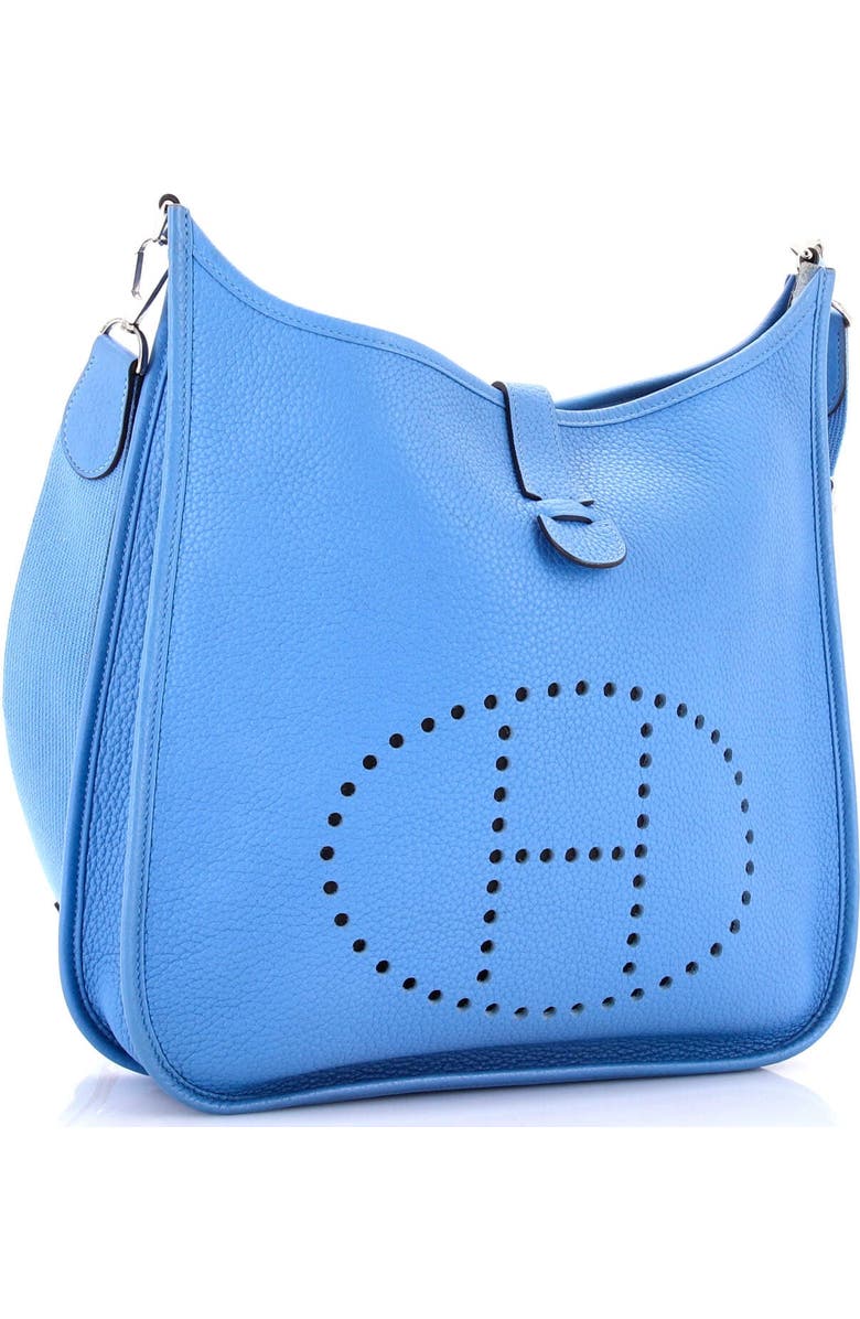 Pre-Owned Hermes Evelyne Bag Gen III Clemence GM, Alternate, color, Bleu Paradis