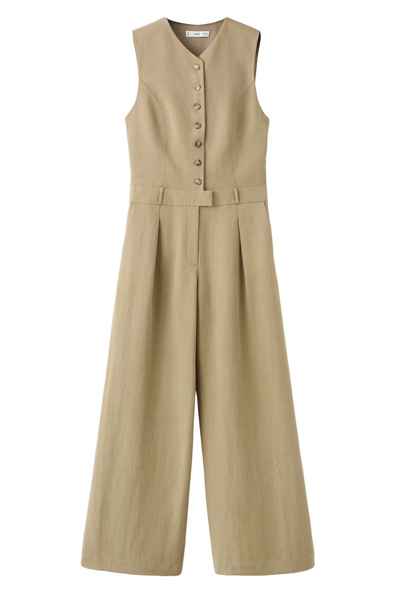 Sleeveless Wide Leg Jumpsuit, Main, color, KHAKI
