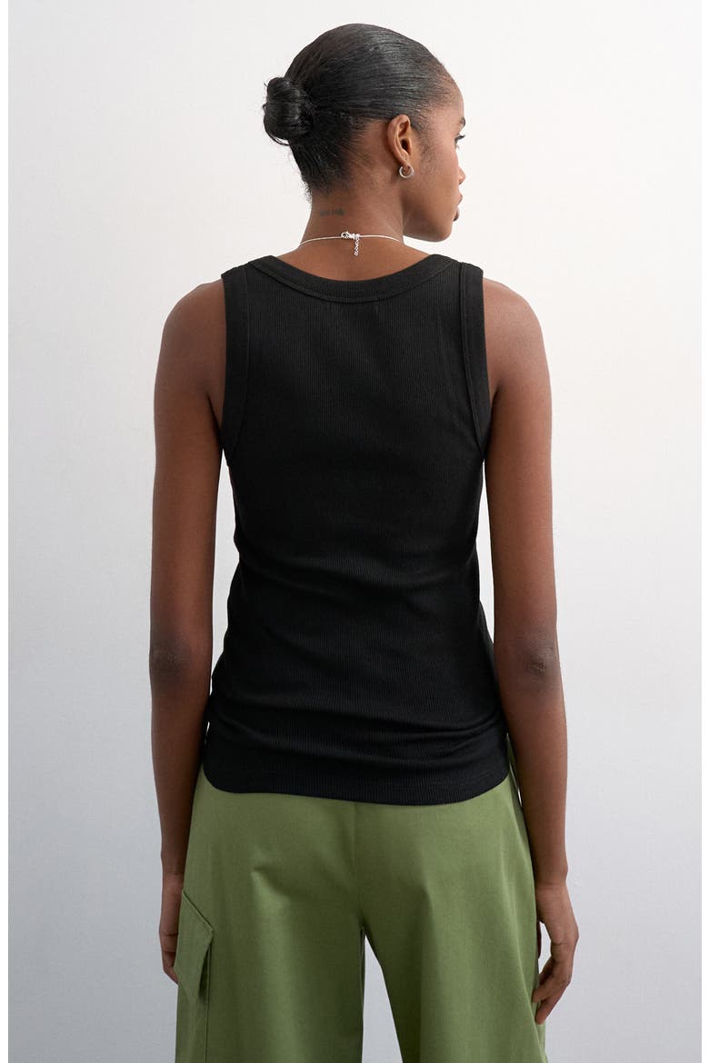 Scoop Neck Stretch Cotton Rib Tank, Alternate, color, BLACK