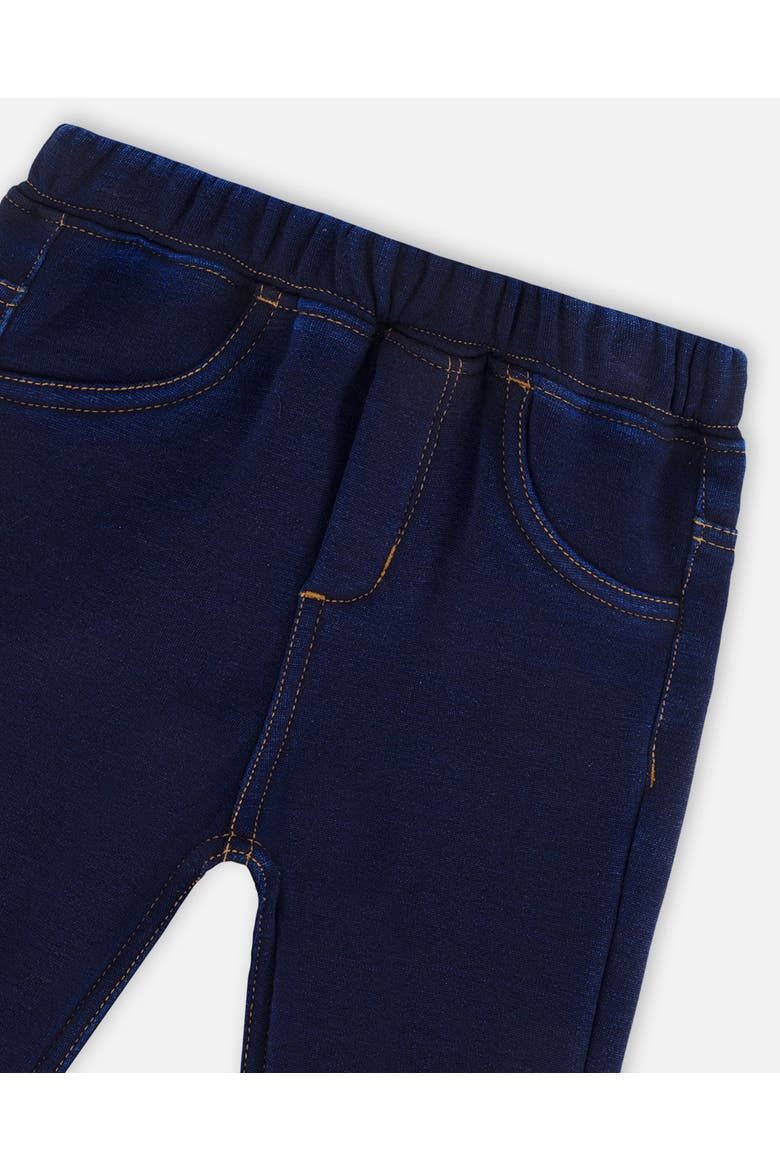 Girl's Plush Lined Dark Blue Denim Jeggings, Alternate, color, Navy Denim