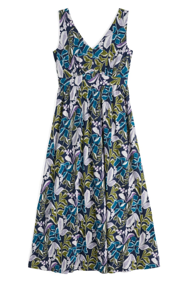 Polmanter Sleeveless Organic Cotton Jersey Maxi Dress, Alternate, color, LINEAR LEAVES MARITIME