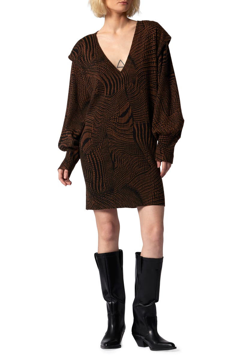Equipment Elijah Long Sleeve Wool & Cashmere Sweater Dress, Main, color, Emperador And True Black