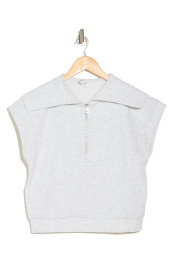 90 Degree By Reflex Monaco Scuba Half Zip Pullover In Heather Light Grey