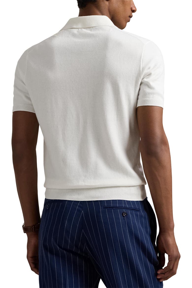 Short Sleeve Cotton Polo Sweater, Alternate, color, DECKWASH WHITE W/ NAVY PP