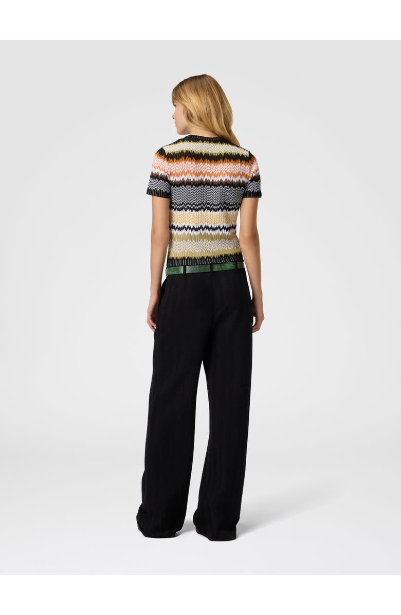 Missoni Short Sleeve Crew Neck Sweater With Chevron Pattern, Alternate, color, Multicoloured