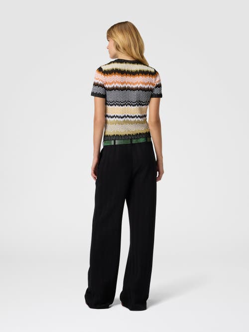Missoni Short Sleeve Crew Neck Sweater With Chevron Pattern In Multi