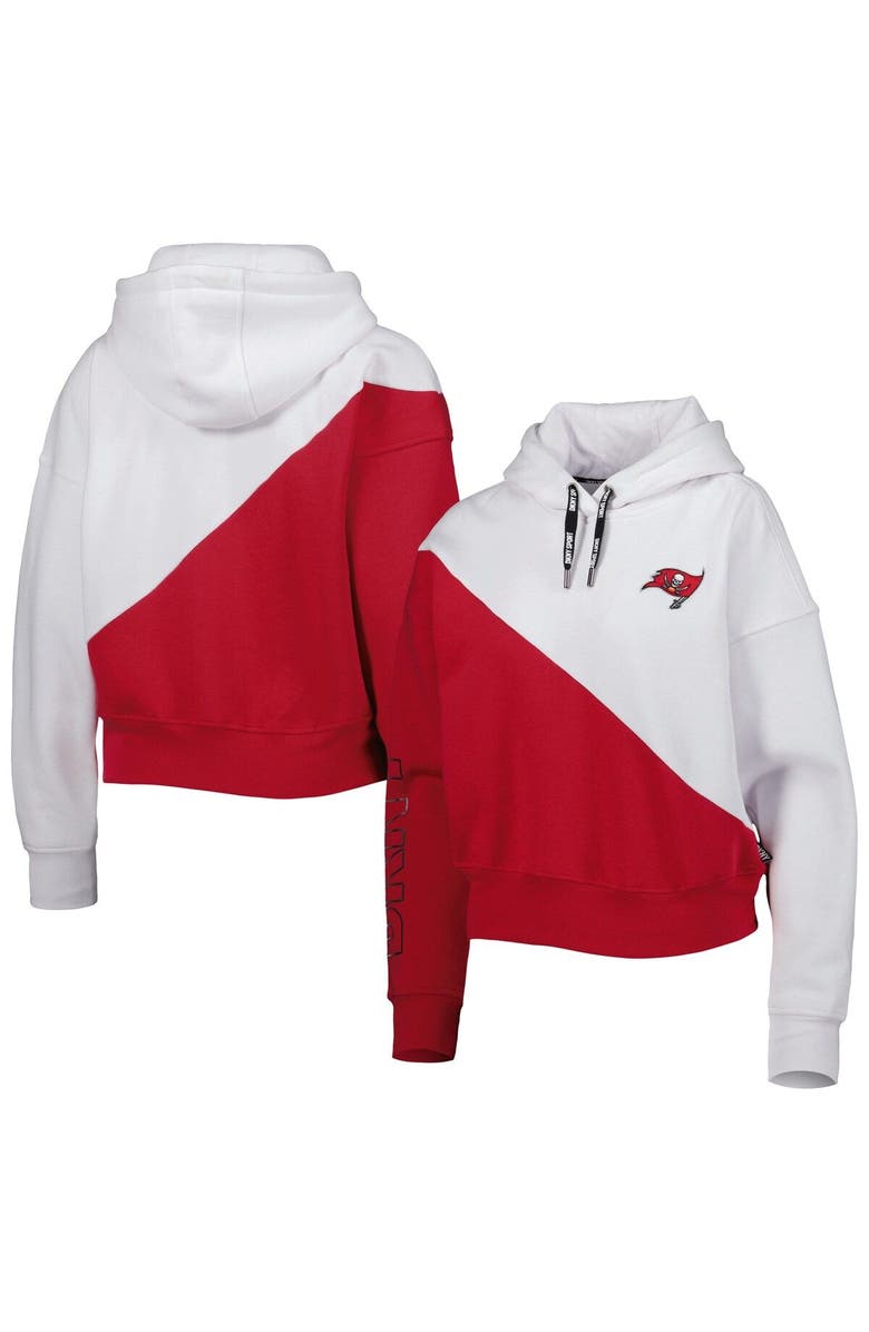DKNY SPORT Women's DKNY Sport White/Red Tampa Bay Buccaneers Bobbi Color Blocked Pullover Hoodie, Main, color, White