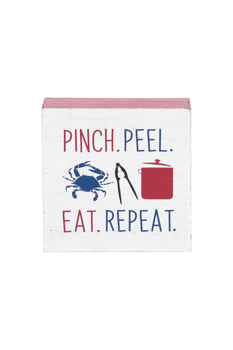 Pinch.Peel.Eat.Repeat Block Shelf Sitter, Main, color, Red