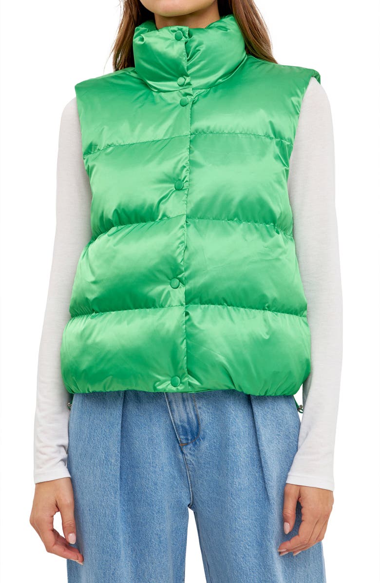 Grey Lab Quilted Satin Puffer Vest, Main, color, 