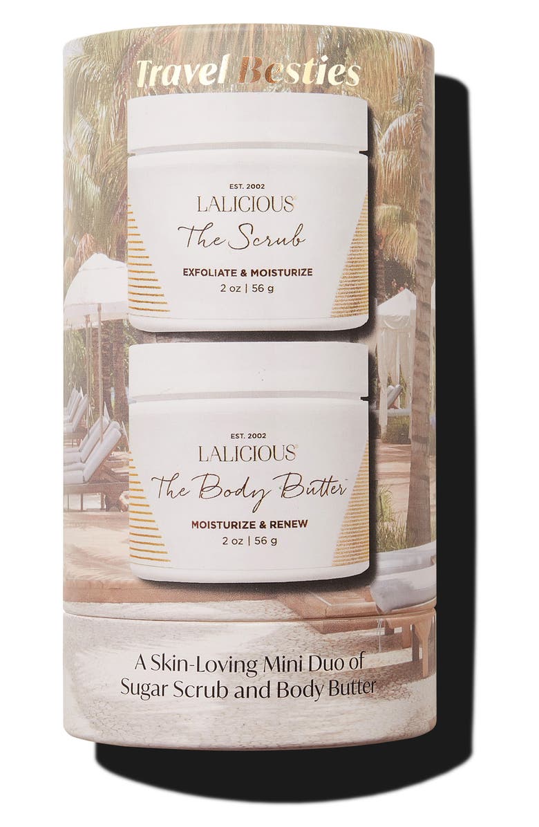 LALICIOUS Sugar Scrub & Body Butter Travel Size Set, Main, color, 