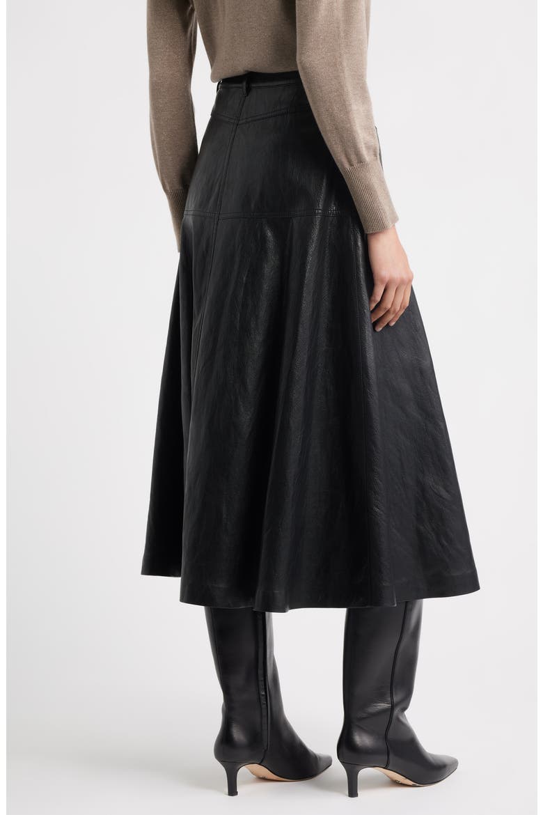 Rhea Faux Leather Midi Skirt, Alternate, color, BLACK