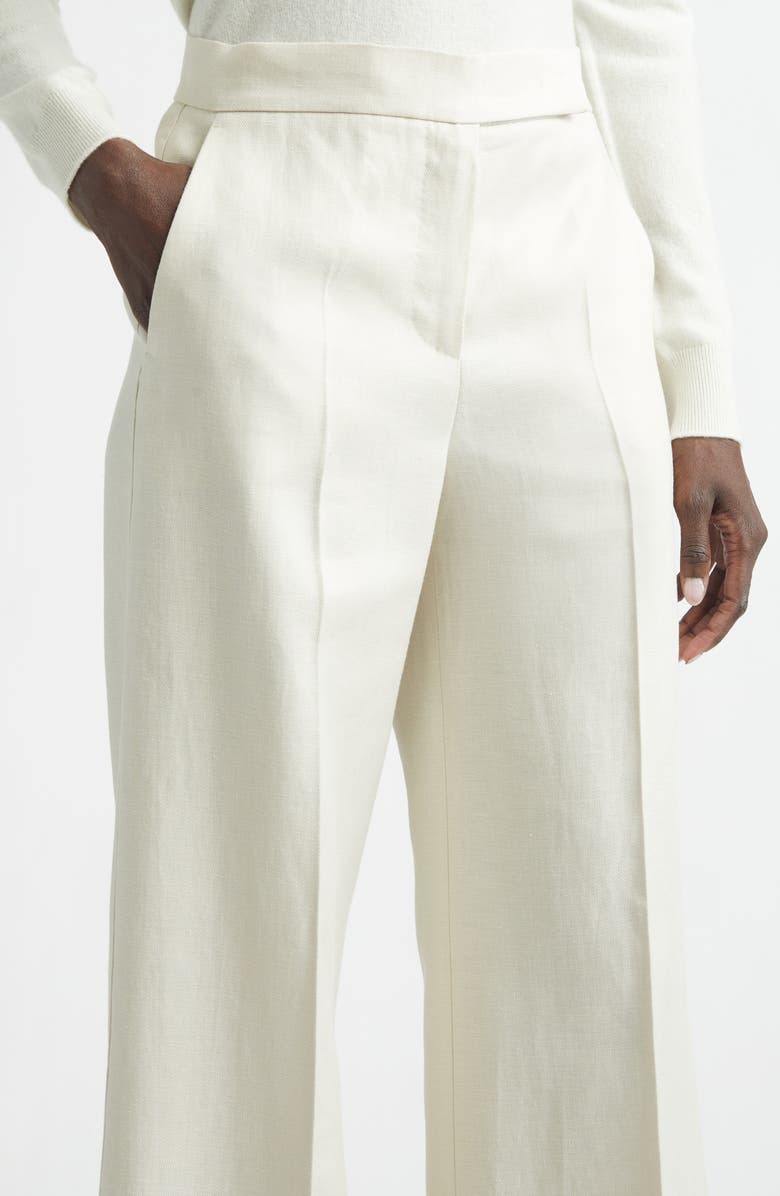 Max Mara Badesse High Waist Wide Leg Linen Pants, Alternate, color, Beige