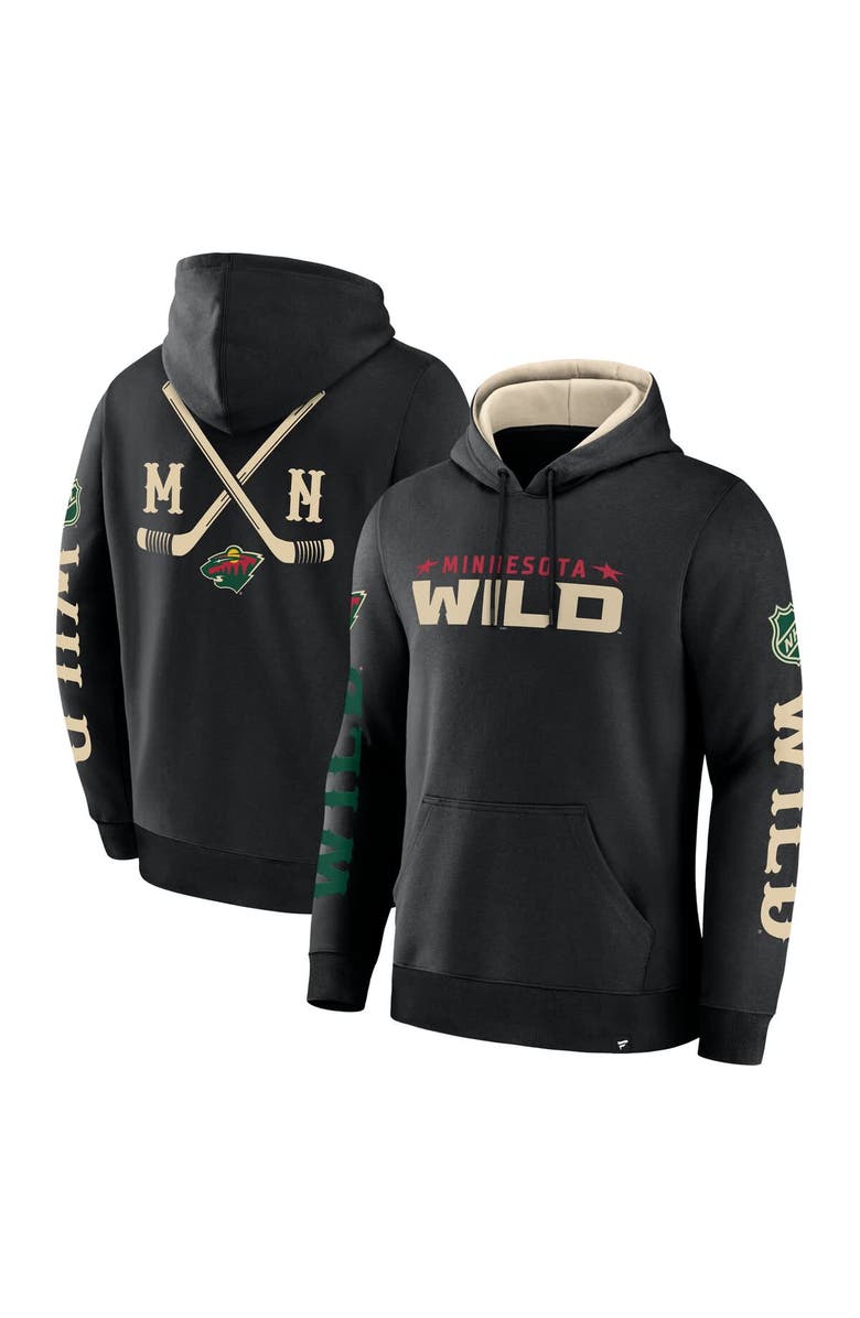 FANATICS Men's Fanatics Black Minnesota Wild Big City Legacy Fleece Pullover Hoodie, Alternate, color,