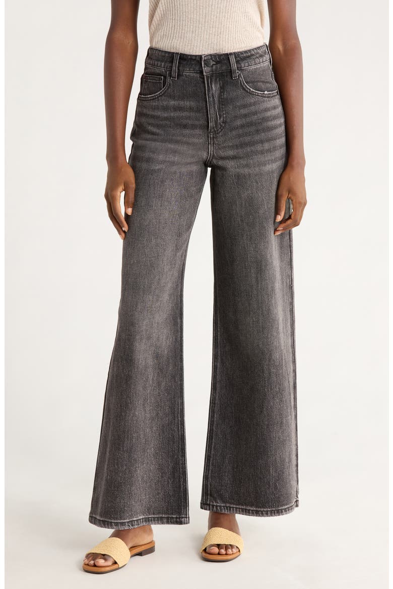 Charlie High Waist Wide Leg Jeans, Main, color, WASHED BLACK