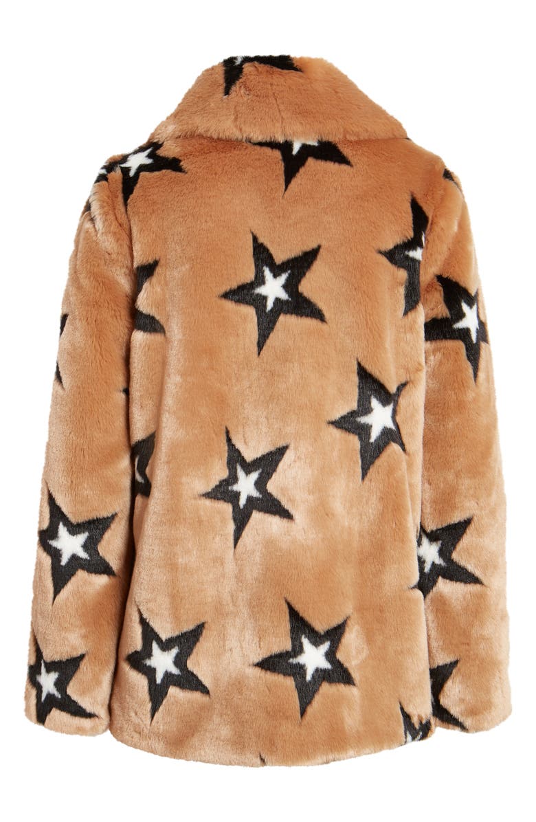 Avec Les Filles Star Print Faux Fur Swing Coat, Alternate, color,