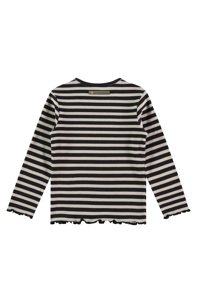 Stains and Stories by Babyface Lettuce Edge Ribbed Striped Long Sleeve Shirt, Alternate, color, Nearly Black