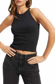 Good American Micro Rib Crewneck Tank