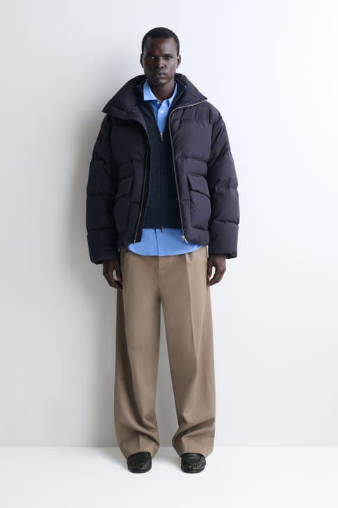 Mock-Neck Nylon Down Puffer Jacket