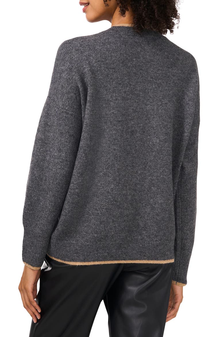 Tipped Crewneck Sweater, Alternate, color, MED HTHRGREY