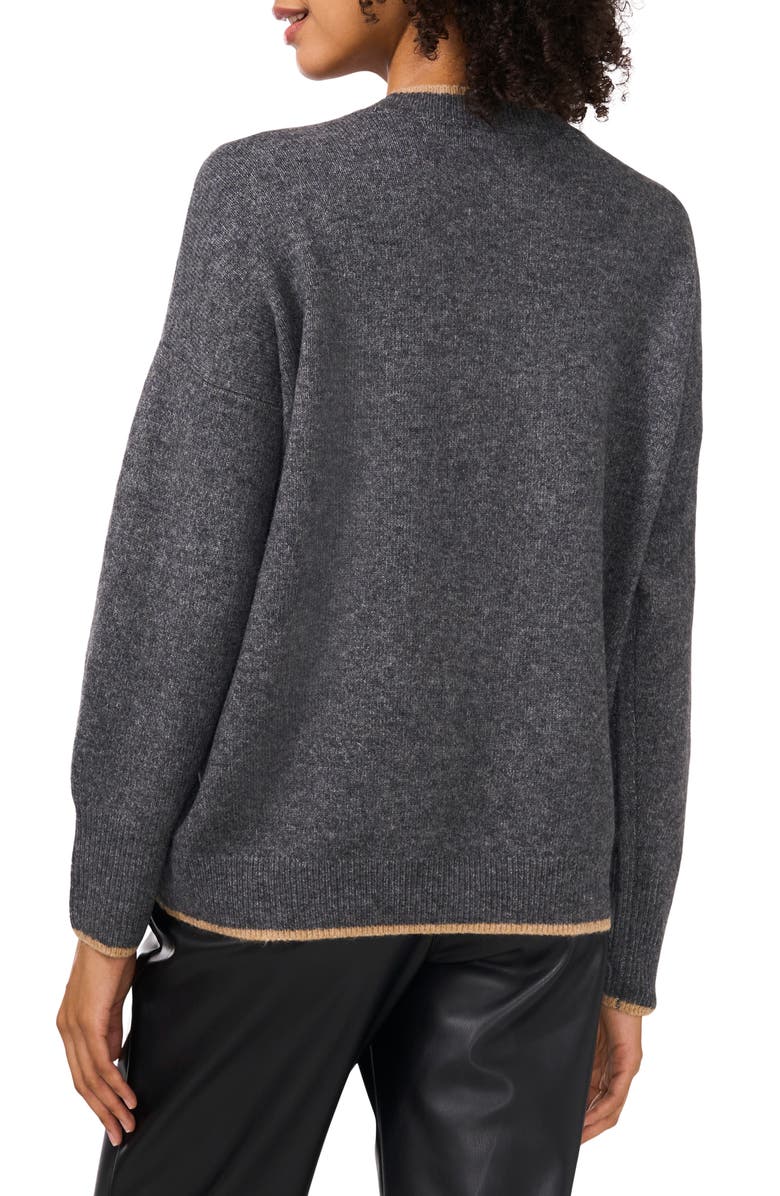 Vince Camuto Tipped Crewneck Sweater, Alternate, color, Med Hthrgrey