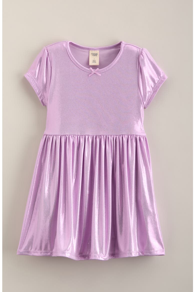 Kids' Metallic Knit Dress, Main, color, PURPLE BLOOM METALLIC