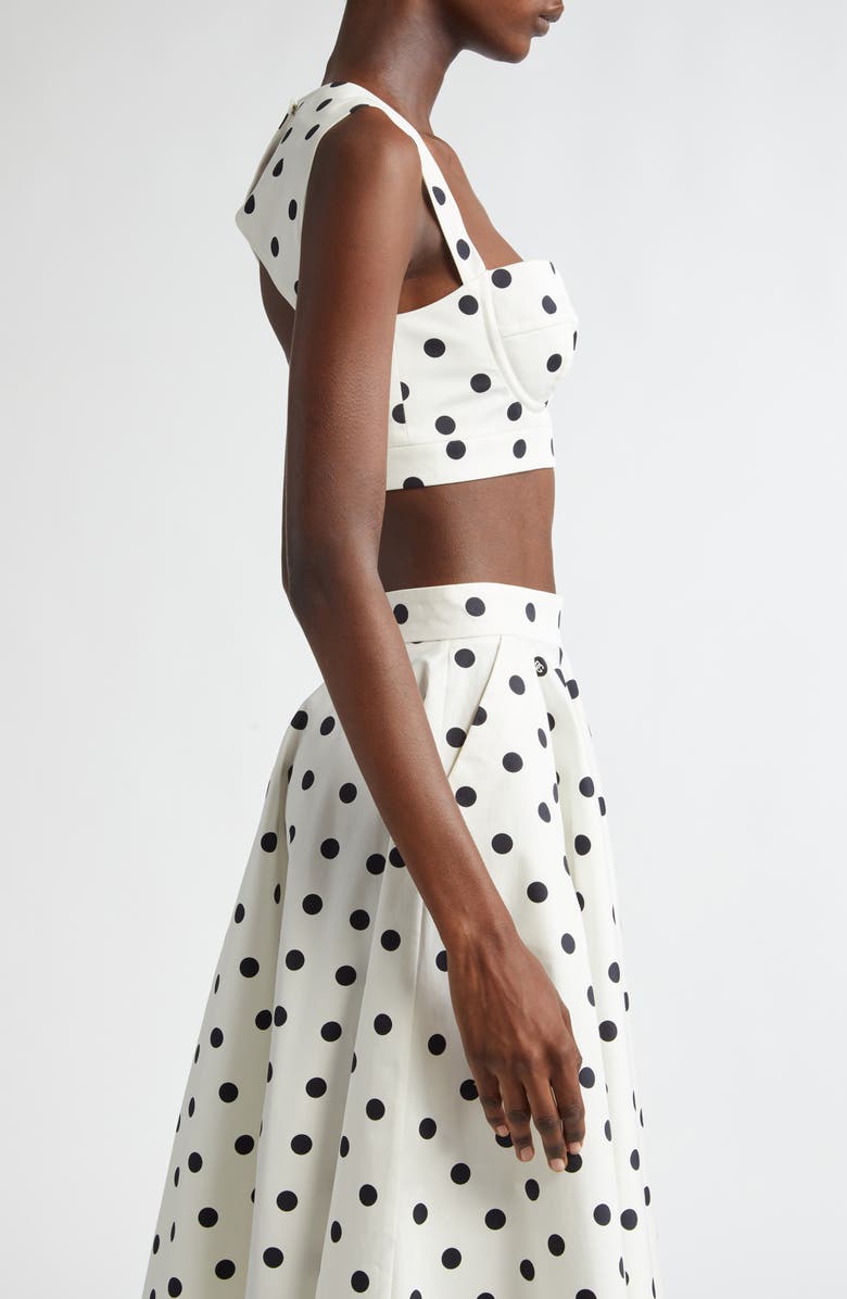 Dolce&Gabbana Polka Dot Back Cutout Crop Bustier Top, Alternate, color, Hwzrn Pois Med 1.5 F.bianc