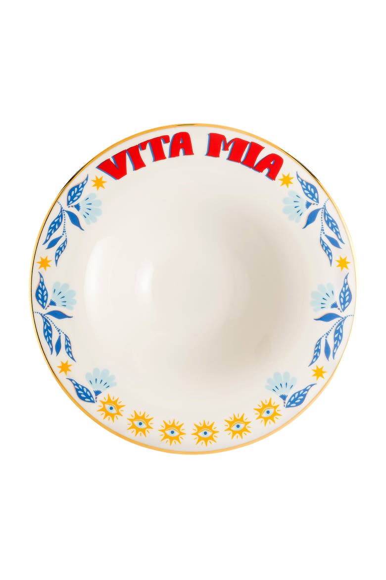 Lublin Vita Mia Rimmed Porcelain Pasta Artisan Ceramic, Main, color, White