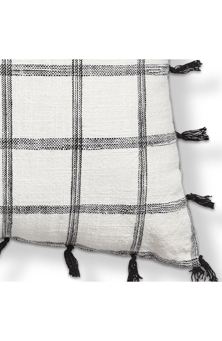 tag Black Tassel Check Cotton Accent Throw Pillow Square, Alternate, color, Black