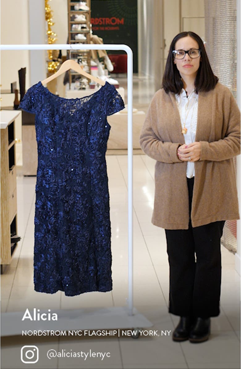 Sequin Rosette Cocktail Dress, sales video thumbnail