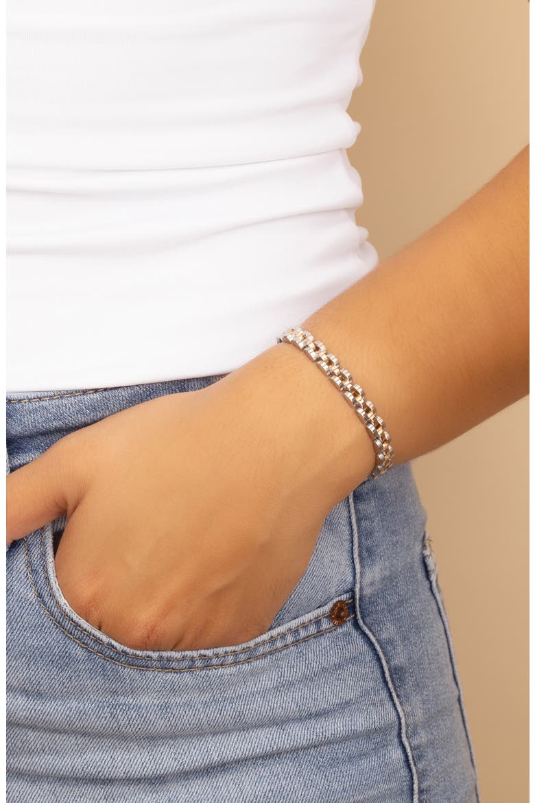Dainty Watchband Chain Bracelet, Alternate, color, DUAL TONE