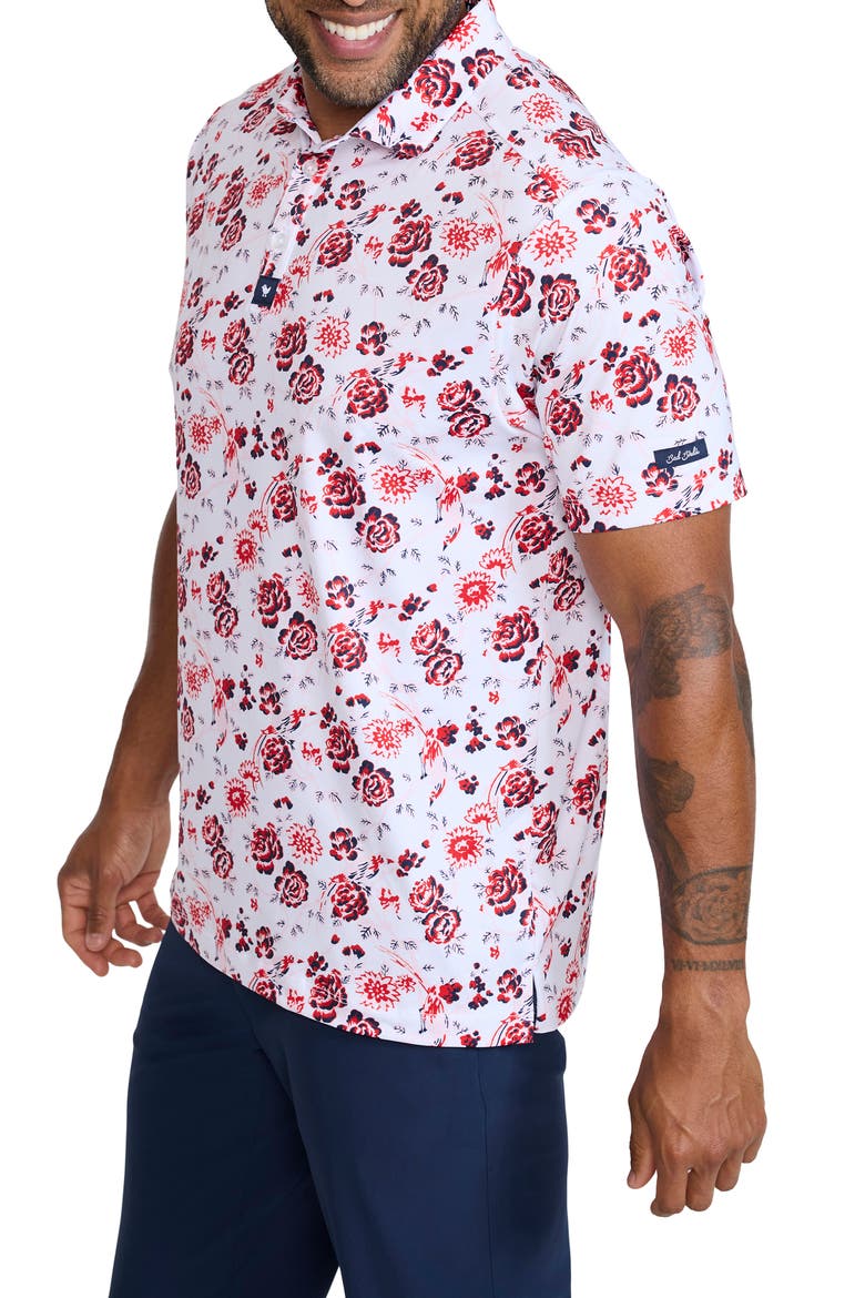 Core Floral Performance Golf Polo, Alternate, color, FLAME SCARLET