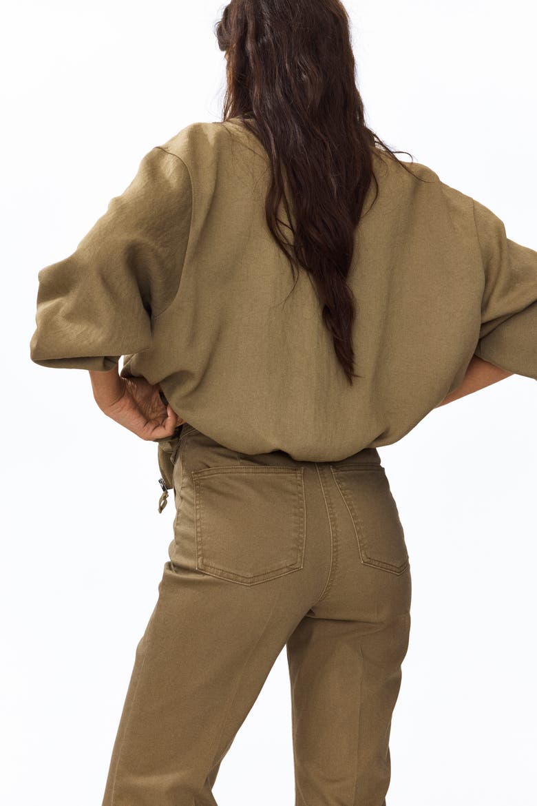 Flared Ankle-length Trousers, Alternate, color, Khaki green