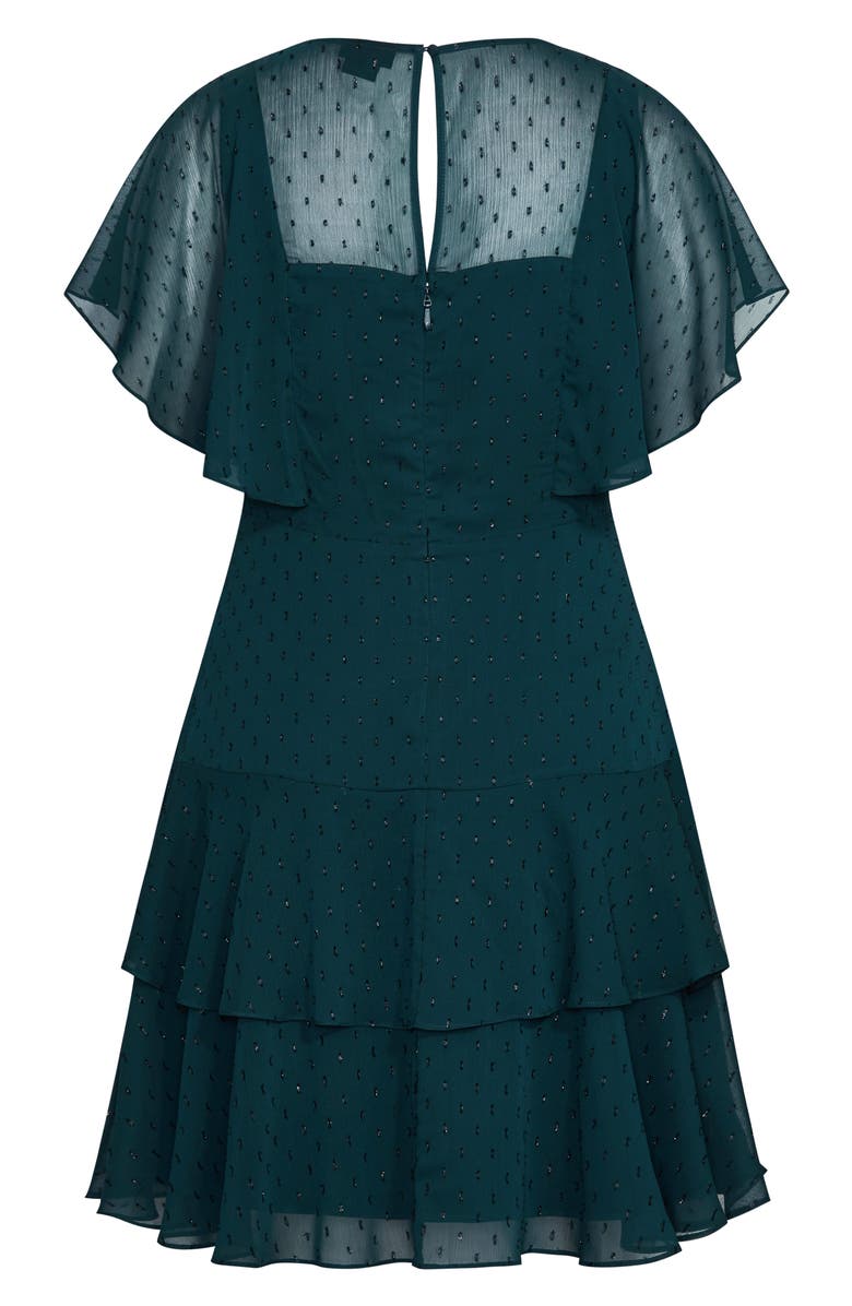 City Chic Metallic Textured Dot Ruffle Dress, Alternate, color, 